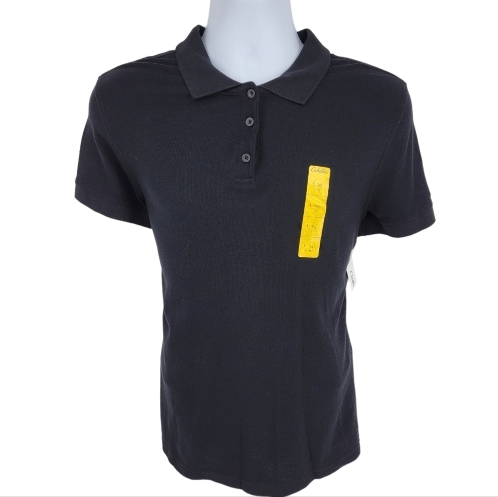 Cabela's Mens Black Polo 100% Cotton Size L‎ NWT